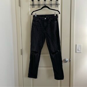 American Eagle black distressed strigid mom jeans